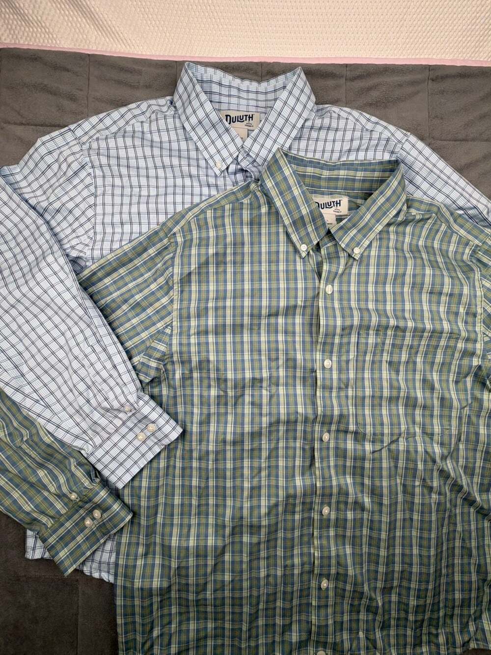 Duluth Trading Wrinklefighter Slim Fit Long Sleeve Plaid Shirt Size L Lot Of 2